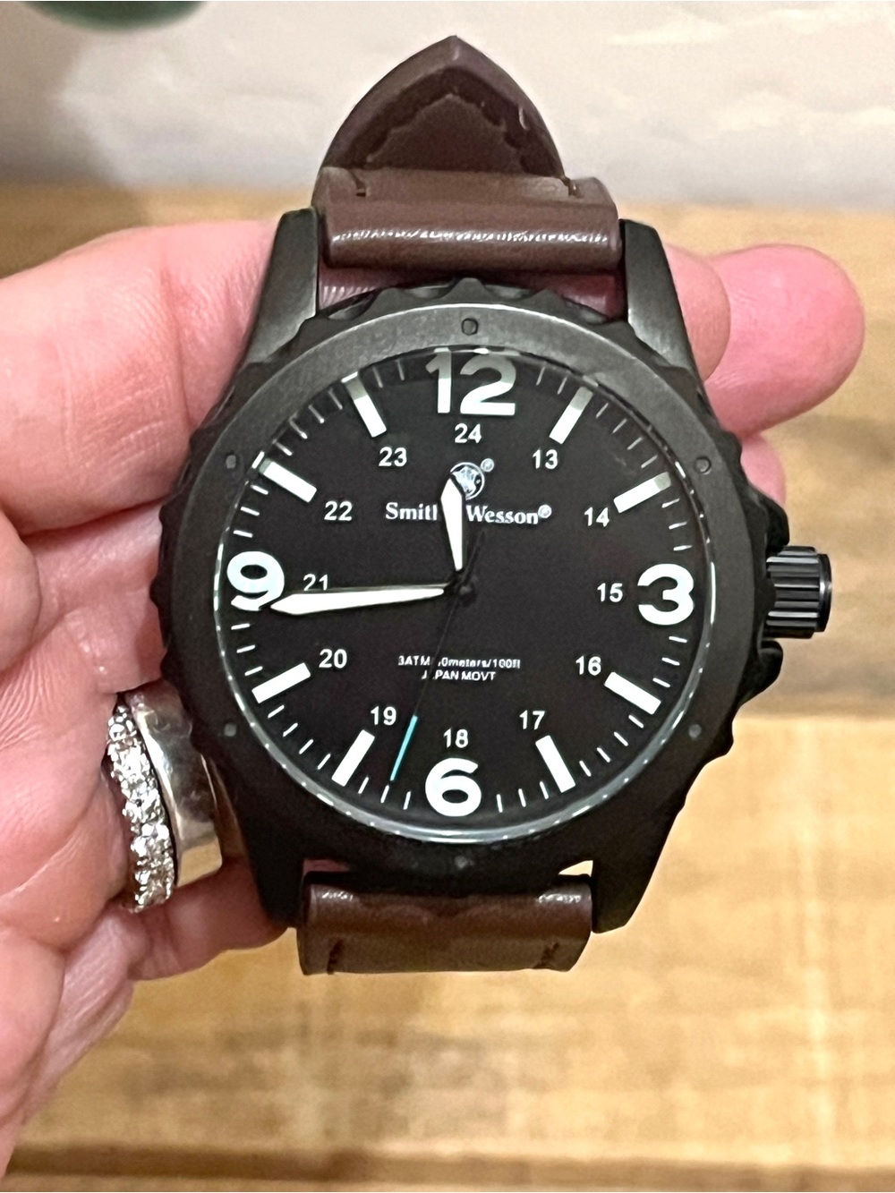 NIB Smith & Wesson Extreme Ops Tactical Watch Brown Leather